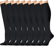 8 Pairs Compression Socks (15-20mmHg) for Women and Men- Great for Medical, Circulation,& Recovery,Nursing, Travel & Flight Socks - Running & Fitness (Black(6 Pairs), Small/Medium)