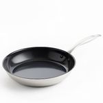 GreenChef Profile Plus Healthy Ceramic Non-Stick Stainless Steel 30cm Frying Pan Skillet, PFAS Free, Suitable for all hobs including Induction, Heavy-Duty,Oven safe up to 200˚C,Silver & Black Interior