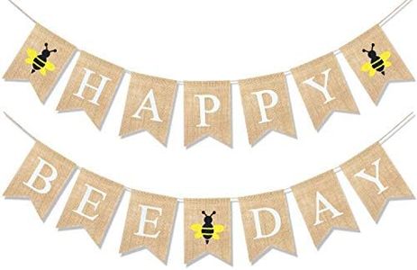 Uniwish Happy Bee Day Burlap Banner Bumblebee Themed Baby Shower Birthday Party Decorations Rustic Gifts for Boys Girls