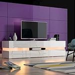 Panana 177CM Sideboard TV Unit Cabinet Stand TV Stand Television Stands TV Console Unit with Open Cubby and 2 Doors 2Drawers Big Storage Cabinets With 16 Color RGB LED Lights (White)