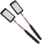 Telescoping Inspection Mirror Mechanics Mirror with 2 LED Lighted, Mirror on a Stick Handle Tool for Checking Observing Vehicle Small Parts,Present for Christmas, Birthday Everyday Carry (2 PCS)