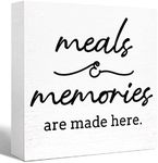 Kitchen Wood Box Signs,Meals and Memories are Made Here Kitchen Wood Block Signs with Sayings for Kitchen Table Decor,Funny Kitchen Sign Decor for Shelf Counter