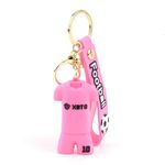 Daiyamondo Cheers on Your Team With Football Player Ronaldo Messi 3D Rubber keychain With Long Ribbon - A Vibrant Accessory for Soccer Fans and Collectors (Pink Messi Tshirt)