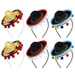 Yzpacc Cinco De Mayo Straw Sombrero Headband Fiesta Fabric Party Hats Party Mexican Theme Decorations (B)