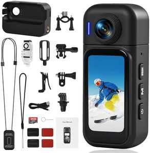 Action Camera with Touchscreen, 8-Hour Battery & 30M Waterproof – 120° Wide Angle, WiFi, POV Portable Body Camera 64GB, Charging Case, Magnetic Mount 10+ Accessories for Travel, Sports