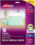 Avery Printable Return Address Labels with Sure Feed, 0.5" x 1.75", Matte Clear, 800 Blank Mailing Labels (18667)