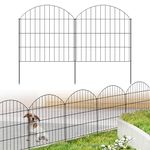 FOREHOGAR Metal Garden Fence 28in (H) x 11.7ft (L), 5Panels + 6Stakes Rustproof Fence Border Animal Barrier for Dog, No Dig Fencing Garden Edging for Yard Flower Bed Patio Outdoor, CTW2828 Black