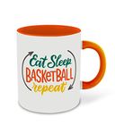 DecorVecor - Basketball Inspired Designer Printed Orange Ceramic Coffee |Tea | Milk Mug (Gift | Sports | Motivational Quotes | Hobby | NBA | Player) (Combo 6)