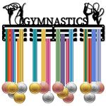 CREATCABIN Gymnastics Medal Hanger Display Medal Holder Rack Sports Metal Hanging Athlete Awards Iron Wall Mount Decor Over 60 Medals for Competition Ribbon Lanyard Medals Medalist Black 15.7x5.9Inch