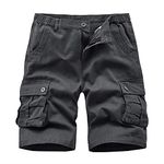 iCKER Mens Multi-Pocket Cotton Shorts Camo Cargo Shorts Loose Fit Camouflage Short,Grey 2#,32