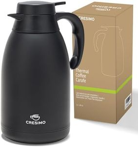 Thermal Coffee Carafe, 68 Oz - Sophisticated Black Stainless Steel, Durable & Easy to Pour, Keeps Drinks Perfectly Hot for 12 Hours & Chilled for 36 Hours, Ideal Coffee Urn for Home, Office, & Parties
