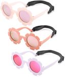Polarized Baby Sunglasses with Strap – Flexible Flower Shaped Sunglasses for Toddler & Infant Age 0-24 Months (Jelly Pink/Pink + Light Purple/Purple + Pink/Pink) - 3 Pack