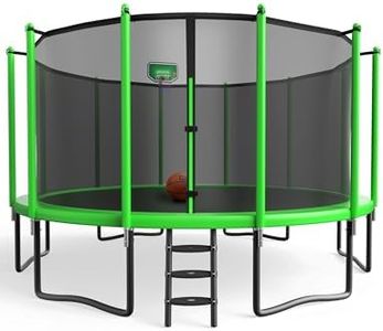 YORIN Tranpoline 12FT, Outdoor Tranpoline for Kids and Adults 1200LBS Tranpoline with Basketball Hoop, Enclosure Net, Back Yard Heavy Duty Recreational Tranpolines, ASTM Approved