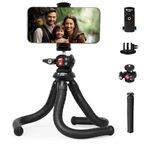 Fotopro Tripod for iPhone Flexible Camera Tripod with Action Camera Holder and Ball Head Phone Mount Bendable Portable Octopus Tripod for Sports Camera Vlog Video Recording