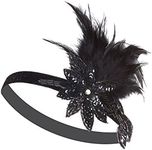 Vijiv Gold Black 20s Headpiece Inspired Leaf 1920s Flapper Headband Great Gatsby