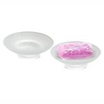 Pure Source India Glass Soap Dish for Bathroom Or Kitchen, Set of 2 (3.25 Inch)