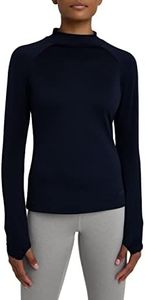 TCA Camiseta de Manga Larga de Entrenamiento SuperThermal para Mujer - Cuello Alto - Azul Oscuro, M