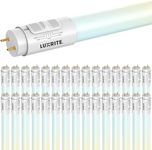 LUXRITE 4FT LED Tube Light, T8, 12W/15W/18W, 5CCT 3000K-6500K, 1620/1950/2250LM, 220°, Ballast Compatible or Bypass, Single/Double End, Fluorescent Replacement Damp Rated UL and DLC Listed (30 Pack)