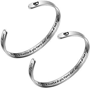 Angelra Regali della Festa della Mamma Figlia Polsino Bracciale Braccialetto DonnaNon c'è niente di più vero dell'amore di tua madre/figlia con incisione Personalizzato Gioielli di Compleanno