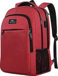 MATEIN Travel Laptop Backpack, 15.6 Inch Laptop Computer Backpack with Laptop Compartment USB Charging Port, Men Laptop Rucksack Anti Theft Water Resistant Work Office Bag for Women, Red