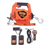Mile Marker Rhino Pull 1000-24V Portable Electric Winch Battery Powered Winch 1/2 Ton (1000 lb) Electric Hoist Wire and Wireless Remote - Includes 2 Batteries (1 Bonus) and Accessories