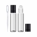 PACKCESS 10ml Roll On Glass Bottle, Clear Transparent, Empty Refillable, Reusable for Under Eye, Perfumes, Attar, Travel, Lip Gloss, DIY, Cosmetics, Essential Oils Set Of (5)