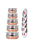 Nirvika Stainless Steel Handi with Lid Kitchen Serving, Cooking Bowl | Steel Handi Set | Cookware Set | Handi Set 5-Pieces|Biryani 0.500 L, 0.750 L, 1.000 L, 1.500 L, 1.200 L