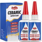 Ceramic Glue 35g x 2 Pack - Ultra Strong, Instant, Waterproof, high Temperature Resistant, Food Grade Super Glue Adhesive for Porcelain, Pottery, Dishes, Tiles, DIY Crafts, and More