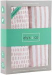 Ely's & Co. Patent Pending Waterproof Changing Pad Cover Set | Cradle Sheet Set by Ely's & Co no Need for Changing Pad Liner Mauve Pink Splash & Stripe 2 Pack for Baby Girl