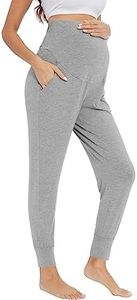 WiWi Women's Viscose from Bamboo Maternity Pants Soft Over The Belly Pregnancy Leggings High Waist Stretchy Bottoms S-XL, Heather Grey, X-Large