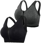 DODOING Zip Front Sports Bra Post Surgery Bra Yoga Bra Workout Fitness Activewear Racerback Padded Extra Support Comfort Seamless Bras for Women-2PCS