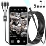 Endoscope Camera with Light, 1080P HD Borescope with 6 Adjustable LEDs, 0.3IN IP67 Waterproof Inspection Camera 9.8FT semi-Rigid Snake Cable, 3 in 1 Endoscope Camera (for Apple,Type-C, Android)