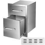 VEVOR Outdoor Kitchen Drawers 13" W x 20.4" H x 20.8" D, Flush Mount Double BBQ Access Drawers with Stainless Steel Handle, BBQ Island Drawers for Outdoor Kitchens or Patio Grill Station