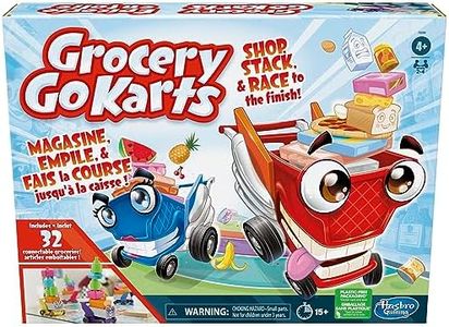 Grocery Go Karts Board Game for Preschoolers and Kids Ages 4 and Up, Building Game with Mini Groceries, Preschool Games for 2-4 Players (English & French)