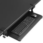 BONTEC KMT01 Under Desk Keyboard Tray, Pull-Out Keyboard & Mouse Platform with C-Clamp, 25.6 x 11.8 in Space-Saving Ergonomic Slide-Out Drawer, Black Carbon Fiber
