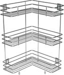 Privesh L Corner Shape Stand Triple Layer 3-Tier Stainless Steel Multipurpose Storage Rack/Shelf Rack for Dish Kitchen & Bathroom Polished Steel Finish