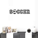 BIBITIME Black Vinyl Football Hollow Soccer Wall Quotes Stickers English Lettering Words for Sports Fans Adult Player Bedroom Nursery Decor 5.11" x 23.62"