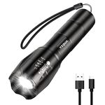 YXQUA Usb Rechargeable Flashlights, 8381 High Lumens Lights, 3 Modes, Zoomable & Waterproof Super Bright Flash Light For Camping, Hiking, Emergency Hurricane(5.1 In, Led)