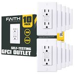 Faith, 15 amp self-testing GFCI outlet with indicator light, wall plate included