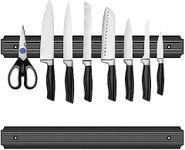 Ninonly 15 Inch Magnetic Knife Holder Set of 2, Black Powerful Magnetic Knife Strip for Wall Mount, Space-Saving Magnetic Knife Rack with Screws for Kitchen Tools Utensils