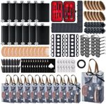 Wishfond 146PCS Baby Shower Prizes for Men 12 Set with 8oz Stainless Steel Hip Flask Bottle Opener Manicure Kit Sunglasses Gift Bag Baby Shower Game Prizes for Winner Bachelor Party (Black, 12 Sets)