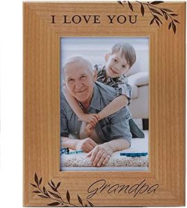 I Love You Grandpa, Engraved Natural Wood Photo Frame 4x6 Vertical Portrait Frame for Grandpa, Grandparent's Day, Best Grandpa Ever, Grandfather Gifts, Grandpa & Me, Father's Day, Christmas