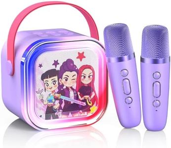 Mini Karaoke Machine for Kids Ages 3-12: Portable Bluetooth Speaker with 2 Wireless Microphone, LED Light Show for Kids 3 4 5 6 7 8 9 10 Year Old Girls Toys Birthday Gifts Toddler