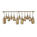 Deco 79 Metal Tibetan Inspired Decorative Cow Bell with Jute Hanging Rope and Rod, 48" x 6" x 20", Bronze