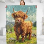 dhakalrlde Highland Cow Plush Throw Blanket - Ultra-Soft, Cozy, Lightweight, Warm, and Fuzzy - Great Gift for Men Women - Perfect for Sofa, Bedroom, Travel, Bed 50x60 inches