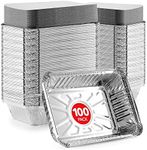 Stock Your Home 2 Lb Small Aluminum Pans with Lids (100 Pack) Foil Pan + Cardboard Lid, Disposable Cookware, Takeout Trays with Lids - To Go Disposable Food Containers for Restaurants & Catering