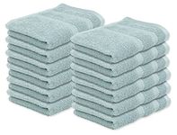 Kaufman - Premium Washcloth Set of 12 (13x13 Inches) 100% Cotton Ring Spun, Highly Absorbent, Durable and Ultra Soft Feel Wash Cloths Essential for Bathroom, Spa, Gym, and Face Towel (12PK)