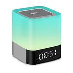 Celcube Night Light Bluetooth Speaker, Alarm Clock Bluetooth Speaker Touch Sensor Bedside Lamp MP3 Player, Dimmable Multi-Color Changing Bedside Lamp