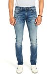 Buffalo David Bitton Men's Slim Ash Jeans, Authentic and Sanded Indigo, 34W x 32L