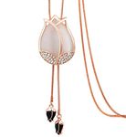 Shining Diva Fashion Crystal Non Precious Base Metal Tulip Flower Long Chain Pendant Necklace for Women (White, 10731np)